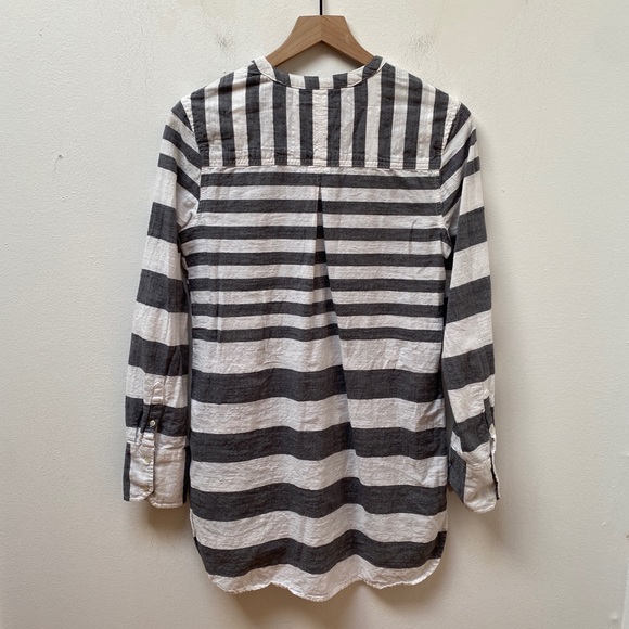 Merona Target Gray/White Wide Stripe 100% Cotton Adjustable Tunic Women’s Size M - Picture 3 of 10